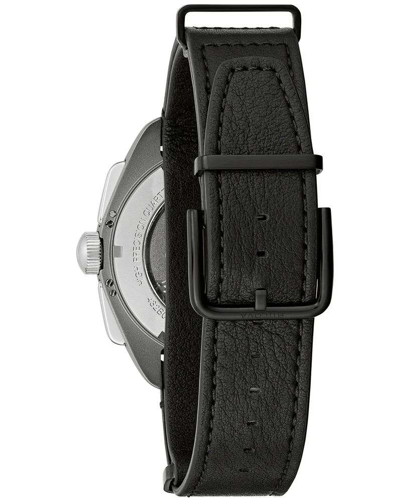 Bulova Men's Chronograph Lunar Pilot Meteorite Black Leather Strap Watch 44mm - Limited Edition