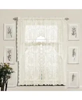 Kate Aurora Shabby Living Lena Floral Lace Complete Kitchen Curtain Tier & Swag Set