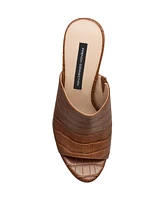 French Connection Women's Lewis Croc Faux Leather Peep Toe Sandal