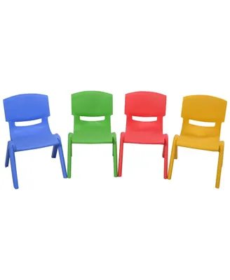 Set of 4 Kids Plastic Chairs Stackable Play and Learn Furniture - Assorted pre