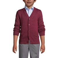 Lands' End Boys School Uniform Cotton Modal Button Front Cardigan Sweater