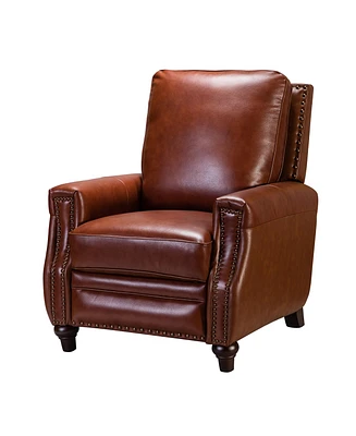 Bellino Modern Genuine Leather Recliner with Nailhead Trim