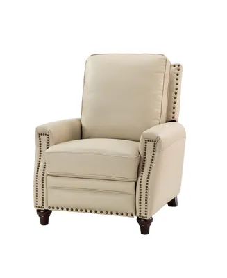 Bellino Modern Retro Genuine Leather Recliner with Nailhead Trim