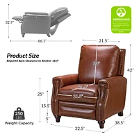 Bellino Modern Genuine Leather Recliner with Nailhead Trim