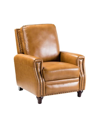 Bellino Modern Genuine Leather Recliner with Nailhead Trim