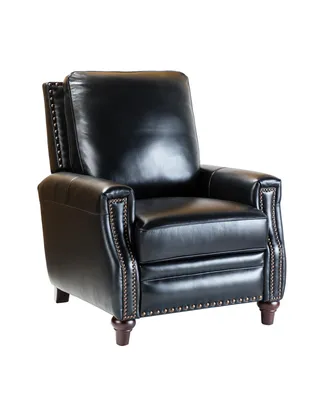 Bellino Modern Retro Genuine Leather Recliner with Nailhead Trim