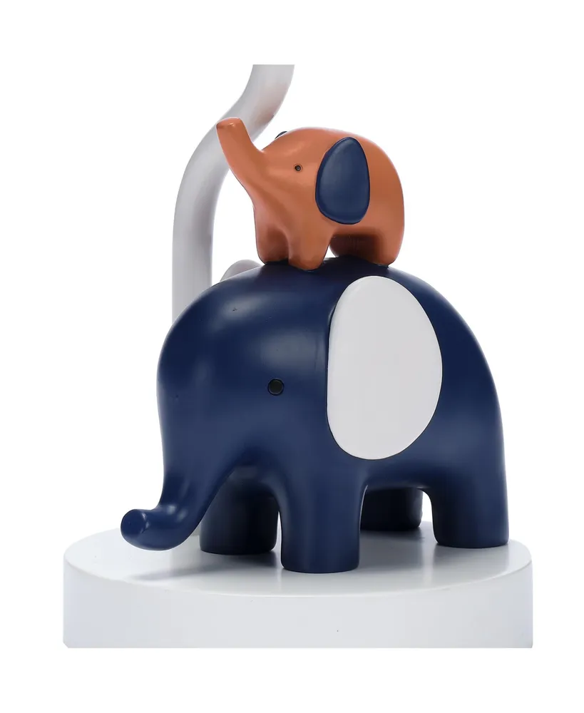 Lambs & Ivy Playful Elephant Blue/White Nursery Lamp with Shade and Light Bulb