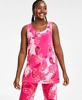Jm Collection Women's Printed Knit Dressing Tank Top, Created for Macy's
