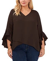 Vince Camuto Plus V-neck Flutter Sleeve Blouse