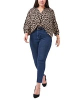 Vince Camuto Plus Elegant V-Neck Leopard Print Blouse