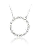 Suzy Levian New York Suzy Levian Sterling Silver Cubic Zirconia Alternating Round & Baguette Open Circle Pendant Necklace