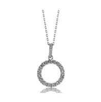 Suzy Levian Sterling Silver Cubic Zirconia Mini Open Circle Pendant Necklace