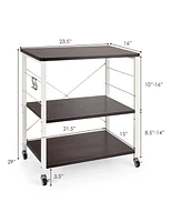 3-Tier Kitchen Baker's Rack Microwave Oven Storage Cart w/ Hooks