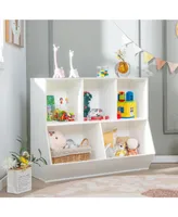 5-Cubby Kids Toy Storage Organizer Wooden Bookshelf Display Cabinet