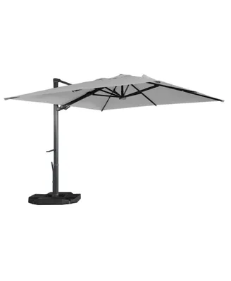 Mondawe 10ft Square Solar Led Offset Cantilever Patio Umbrella with Included 4-piece Base Weights