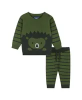 Infant Boys Olive Porcupine Sweater Set