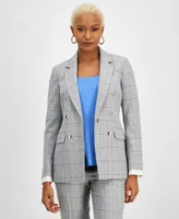 Bar Iii Women's Plaid Faux Double-Breasted Blazer, Created for Macy's