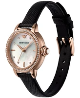 Emporio Armani Women's Black Leather Strap Watch 32mm