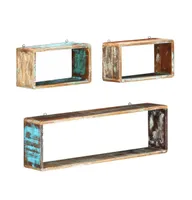 3 Piece Wall Cube Shelf Set Solid Reclaimed Wood