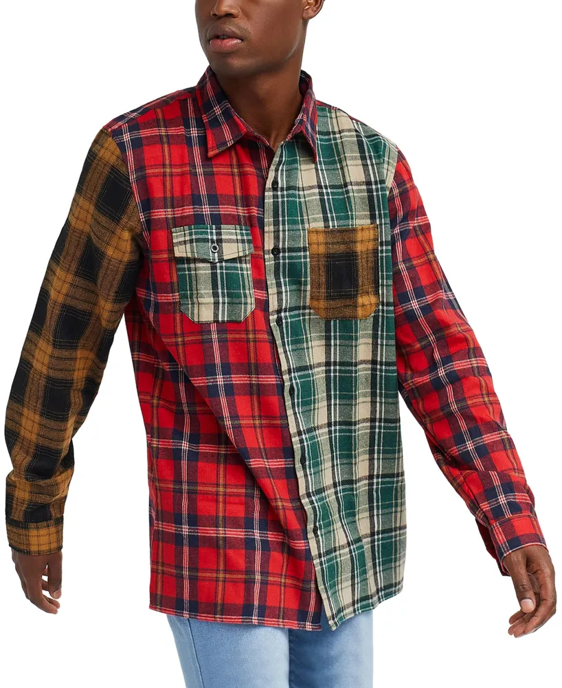 Reason Men's Split Flannel Long Sleeves Shirt