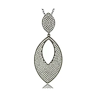 Suzy Levian New York Suzy Levian Sterling Silver Cubic Zirconia Pave Marquise Large Disk Pendant Necklace