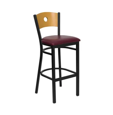 Wood Circle Back Metal Restaurant Dining Barstool