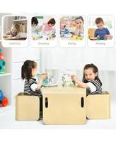 3 Piece Kids Wooden Table & Chair Set Children Multipurpose Homeschool Furniture
