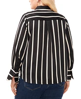 Vince Camuto Plus Striped Button-Down Bell-Sleeve Shirt