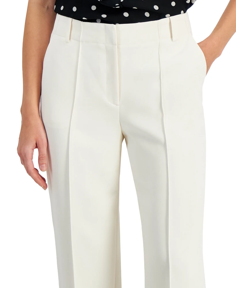 Anne Klein Women's Mid Rise Pintucked Wide-Leg Pants, Created for Macy's