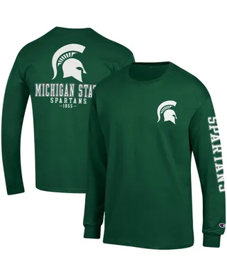 Men's Champion Green Michigan State Spartans Team Stack Long Sleeve T-shirt