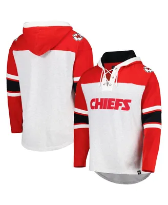 Men's '47 Brand Kansas City Chiefs Heather Gray Gridiron Lace-Up Pullover Hoodie