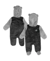 Newborn and Infant Boys Girls Black Dallas Stars Game Nap Teddy Fleece Bunting Full-Zip Sleeper