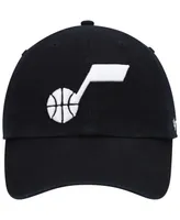 Men's '47 Brand Black Utah Jazz Team Logo Clean Up Adjustable Hat