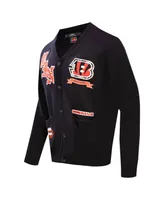 Men's Pro Standard Black Cincinnati Bengals Prep Button-Up Cardigan Sweater