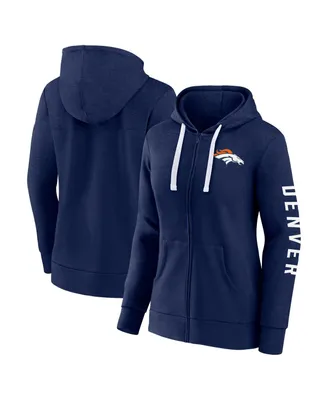 Women's Fanatics Heather Navy Denver Broncos Plus City Ties Full-Zip Hoodie