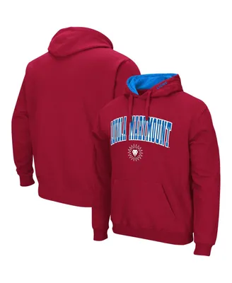 Men's Colosseum Crimson Loyola Marymount Lions Arch and Logo Pullover Hoodie