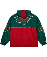 Men's Mitchell & Ness Green Minnesota Wild Team Og 2.0 Anorak Half-Zip Windbreaker Jacket