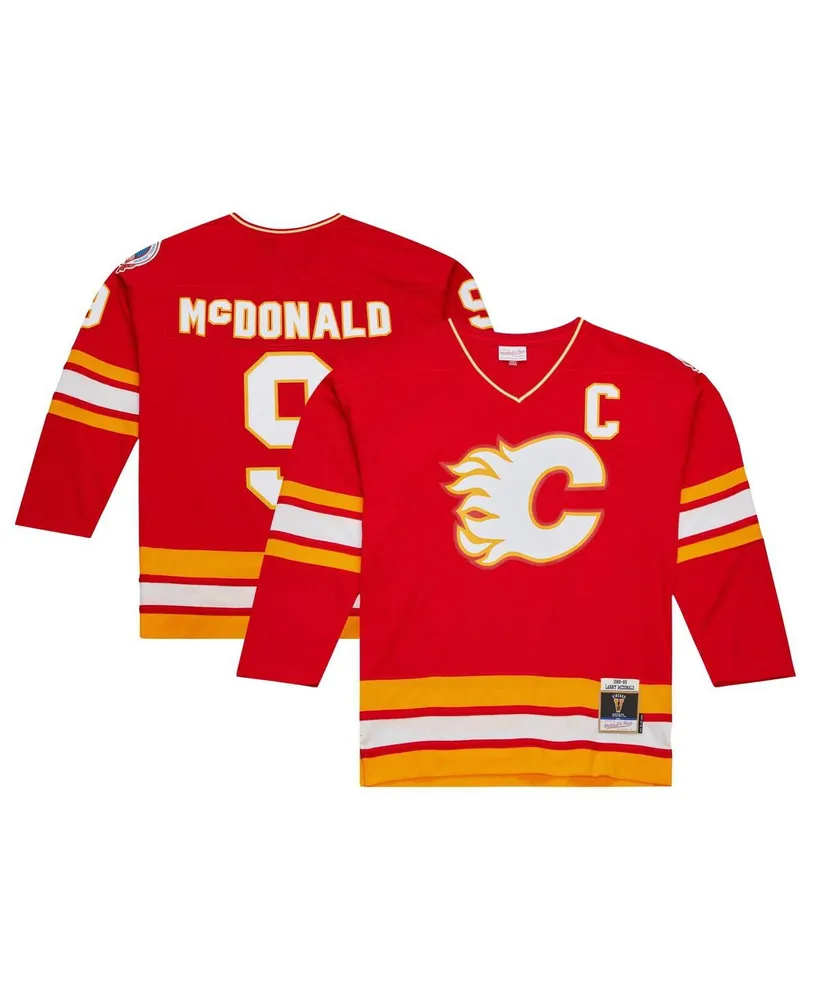 Men's Mitchell & Ness Lanny McDonald Red Calgary Flames Captain Patch 1988/89 Blue Line Player Jersey