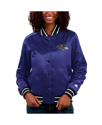 Women's Starter Purple Baltimore Ravens Full Count Satin Full-Snap Varsity Jacket