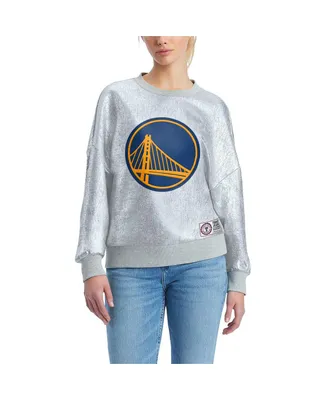 Women's Tommy Jeans Silver Distressed Golden State Warriors Tracy Pullover Sweatshirt