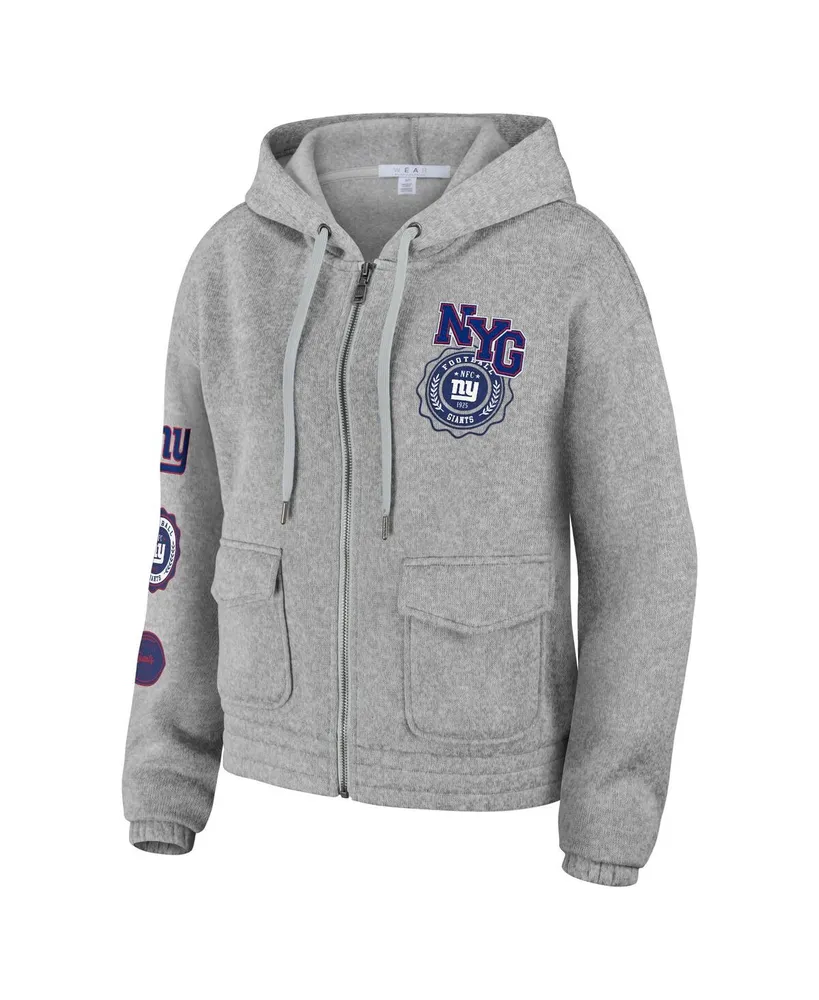 Women's Wear by Erin Andrews Heather Gray New York Giants Full-Zip Hoodie