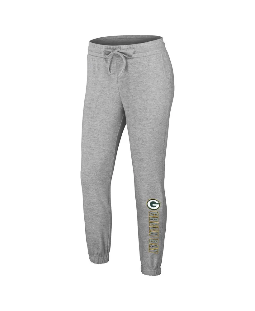 Women's Wear by Erin Andrews Heather Gray Green Bay Packers Knit Long Sleeve Tri-Blend T-shirt and Pants Sleep Set