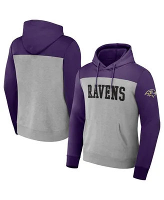 Men's Nfl x Darius Rucker Collection by Fanatics Heather Gray Baltimore Ravens Color Blocked Pullover Hoodie
