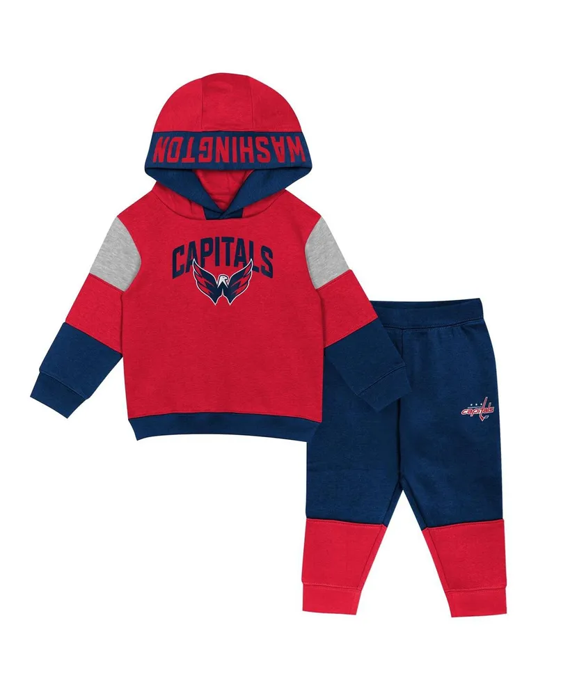 Toddler Boys Red, Navy Washington Capitals Big Skate Fleece Pullover Hoodie and Sweatpants Set