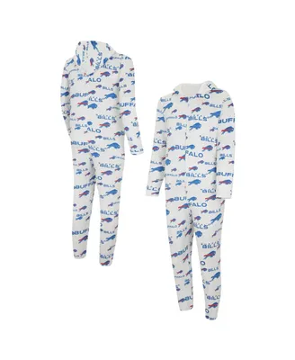 Men's Concepts Sport White Buffalo Bills Allover Print Docket Union Full-Zip Hooded Pajama Suit