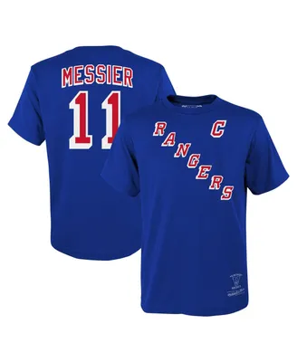 Big Boys Mitchell & Ness Mark Messier Blue New York Rangers Name & Number T-shirt