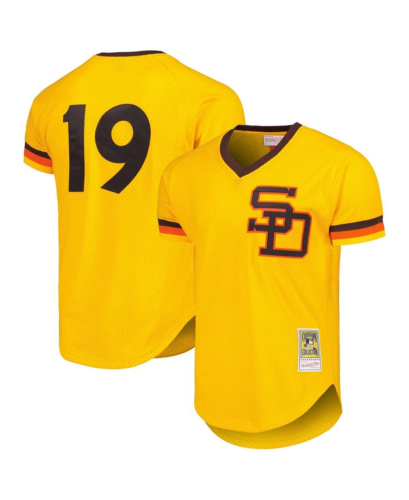 Men's Mitchell & Ness Tony Gwynn Gold San Diego Padres 1982 Authentic Cooperstown Collection Mesh Batting Practice Jersey