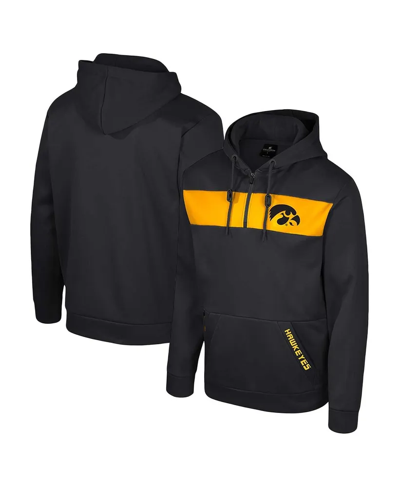 Men's Colosseum Black Iowa Hawkeyes Quarter-Zip Hoodie