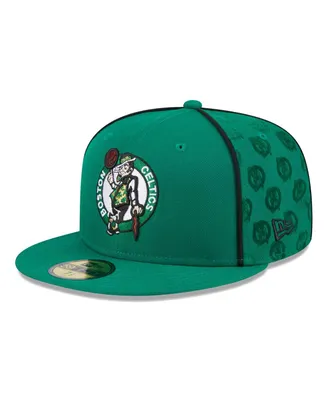 Men's New Era Kelly Green Boston Celtics Piped and Flocked 59Fifty Fitted Hat