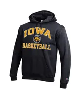 Men's Champion Black Iowa Hawkeyes Basketball Icon Powerblend Pullover Hoodie